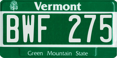 VT license plate BWF275