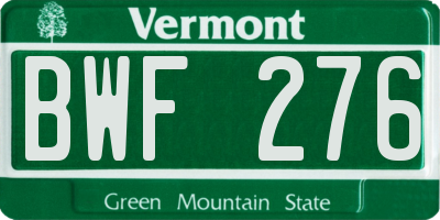 VT license plate BWF276