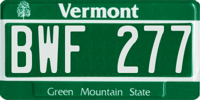 VT license plate BWF277