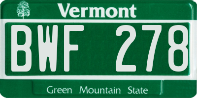 VT license plate BWF278