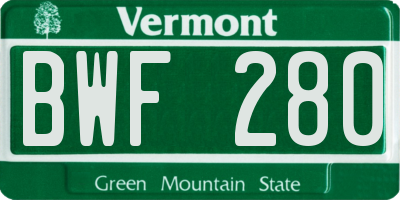 VT license plate BWF280