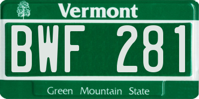 VT license plate BWF281
