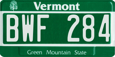 VT license plate BWF284