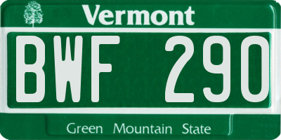VT license plate BWF290
