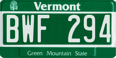 VT license plate BWF294