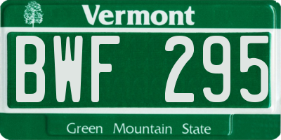 VT license plate BWF295