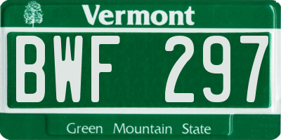 VT license plate BWF297