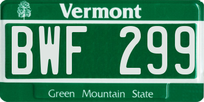 VT license plate BWF299