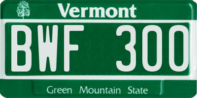VT license plate BWF300