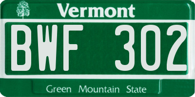 VT license plate BWF302