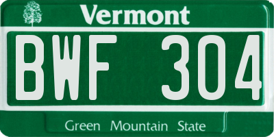VT license plate BWF304