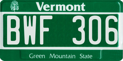 VT license plate BWF306