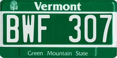 VT license plate BWF307