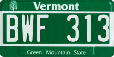 VT license plate BWF313