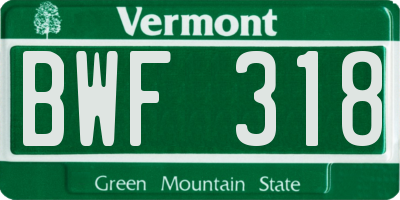 VT license plate BWF318