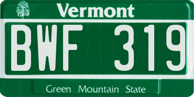 VT license plate BWF319
