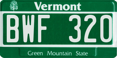 VT license plate BWF320