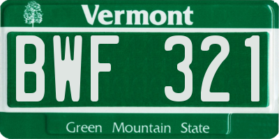 VT license plate BWF321