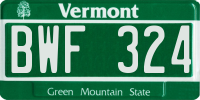 VT license plate BWF324