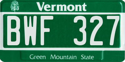 VT license plate BWF327