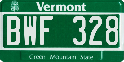 VT license plate BWF328
