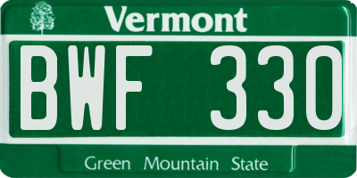 VT license plate BWF330