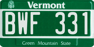 VT license plate BWF331