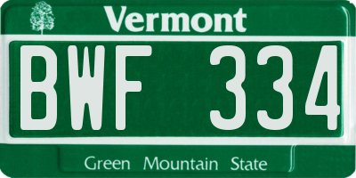 VT license plate BWF334
