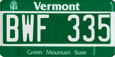 VT license plate BWF335