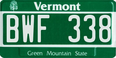 VT license plate BWF338