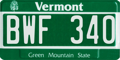 VT license plate BWF340
