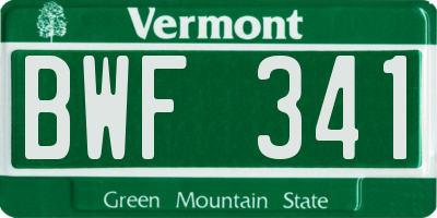 VT license plate BWF341