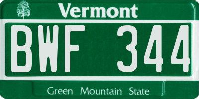 VT license plate BWF344