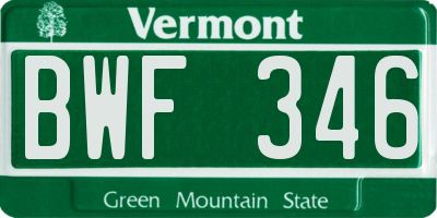 VT license plate BWF346