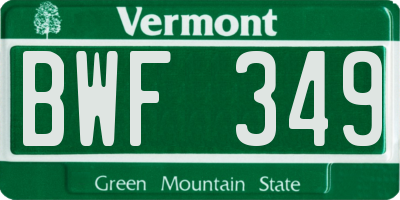VT license plate BWF349