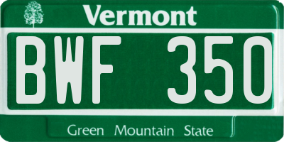 VT license plate BWF350