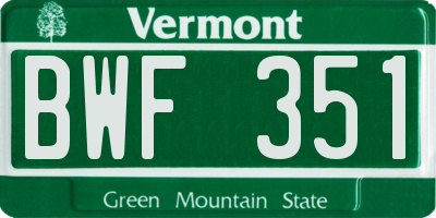 VT license plate BWF351