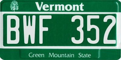 VT license plate BWF352