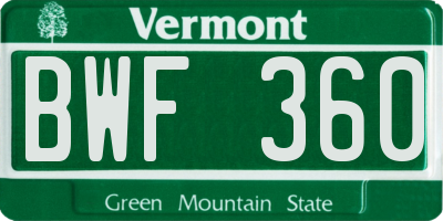 VT license plate BWF360