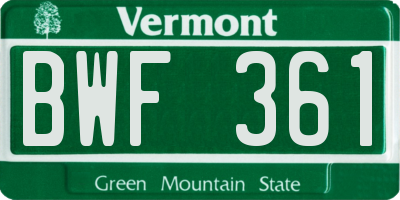 VT license plate BWF361
