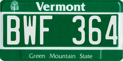 VT license plate BWF364