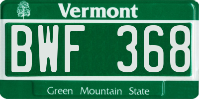 VT license plate BWF368