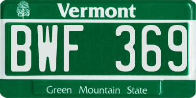 VT license plate BWF369