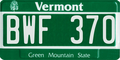 VT license plate BWF370