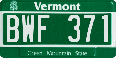 VT license plate BWF371
