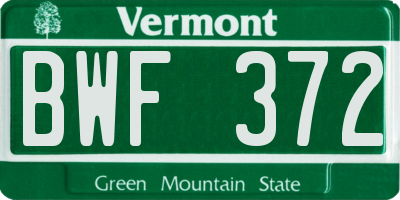 VT license plate BWF372