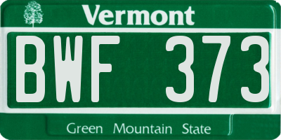 VT license plate BWF373