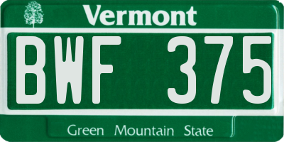 VT license plate BWF375