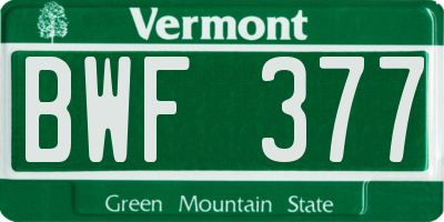 VT license plate BWF377