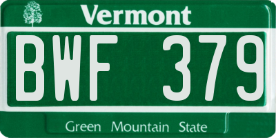 VT license plate BWF379